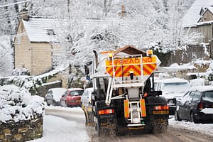 Gritter lorry driving in snow Adrian Sherratt Avalon